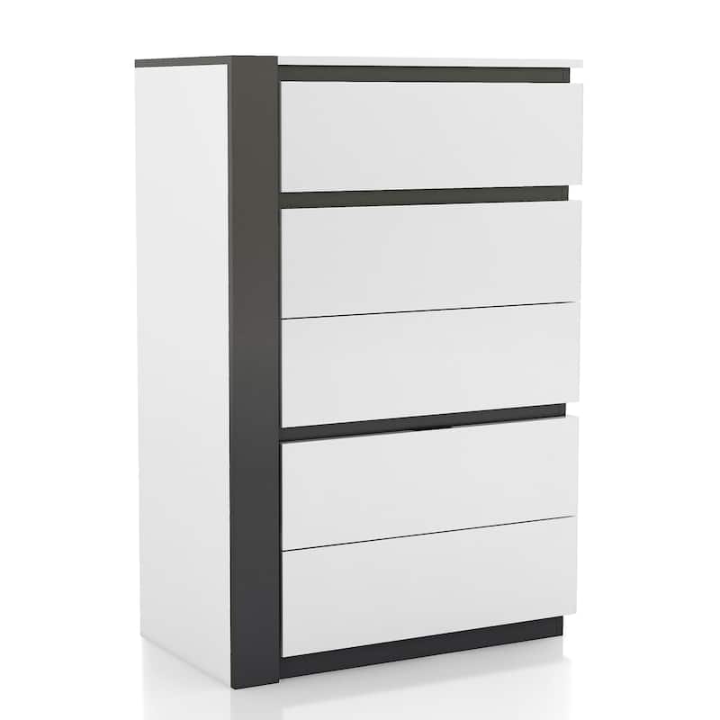 Furniture of America Conjira Modern 3-Piece White Wood Chest and 2 Nightstand Bedroom Set
