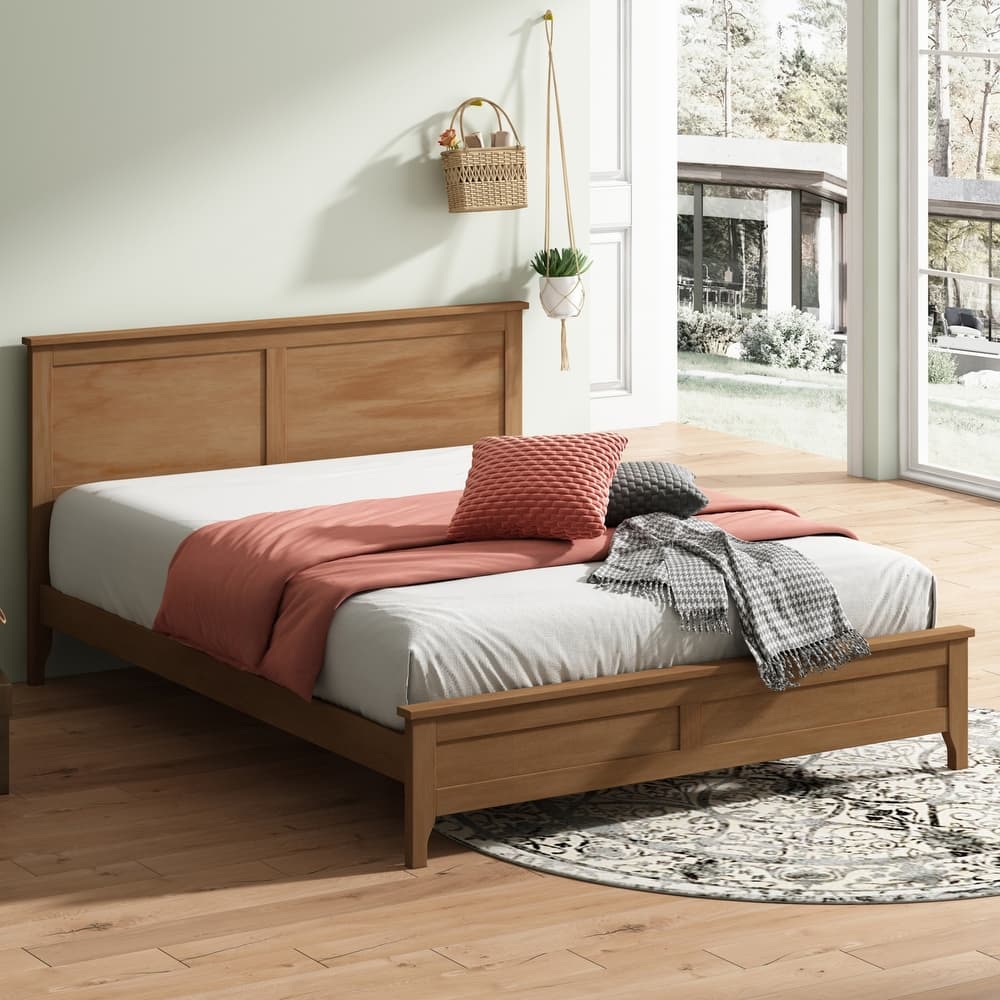 Modern Solid Wood Platform Bed with Tapered Legs and Sturdy Slats Support by Harper&Bright Designs