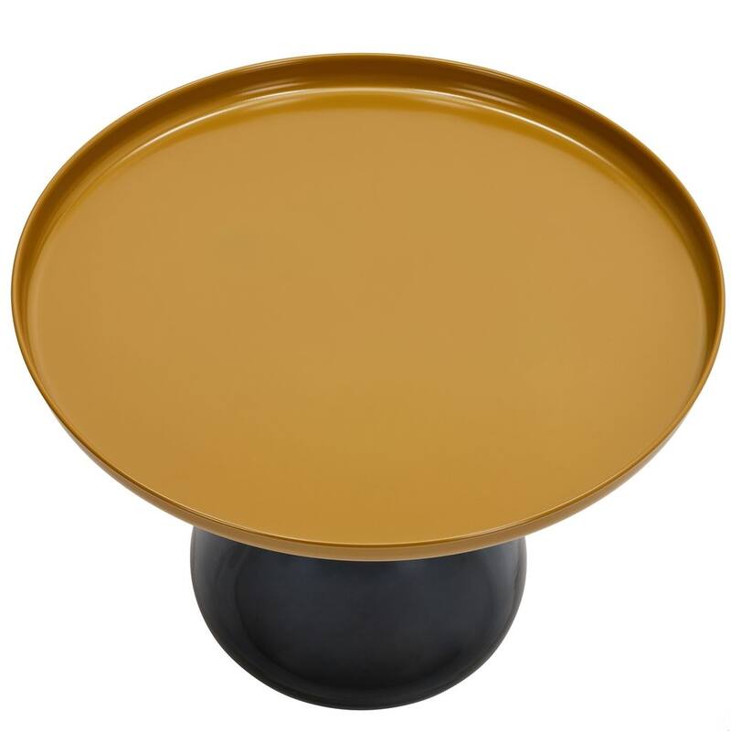 24" Matte Gold Tray Top Aeryn Nesting Table with Smoky Gray Glass Base - 24x17