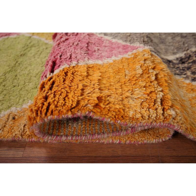 Colorful Trellis Moroccan Area Rug Handmade Wool Carpet - 6'0" x 9'3"