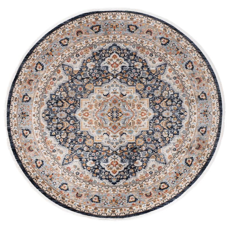 SAFAVIEH Lauren Ralph Lauren Metanet Transitional Rug - 6'7" Round - Navy/Beige