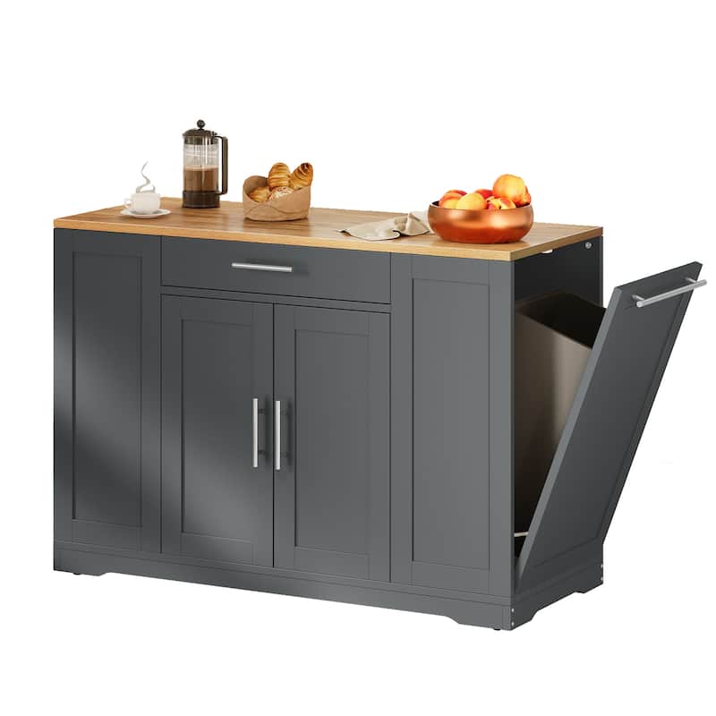 Moasis 53-inch Rolling Kitchen Island Storage Cabinet Portable Mobile Kitchen Cart - Grey