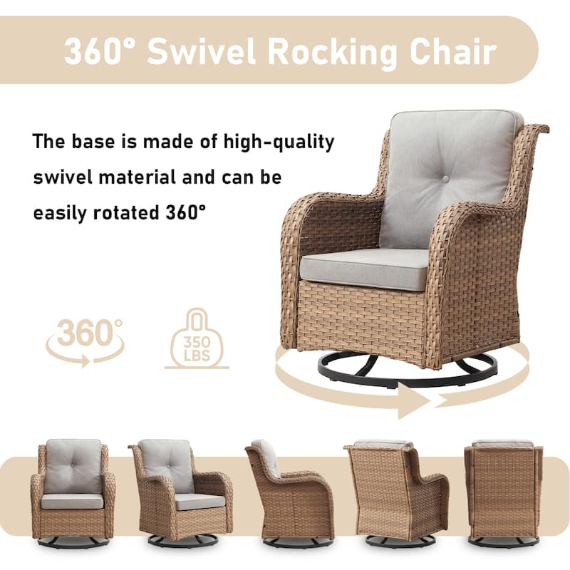 Outdoor Swivel Rocker Patio Chairs with Table Set of 2