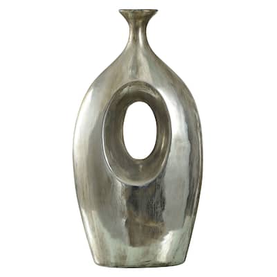 Concept Vase I - Contemporary Abstract Vase - Silver Metallic Finish