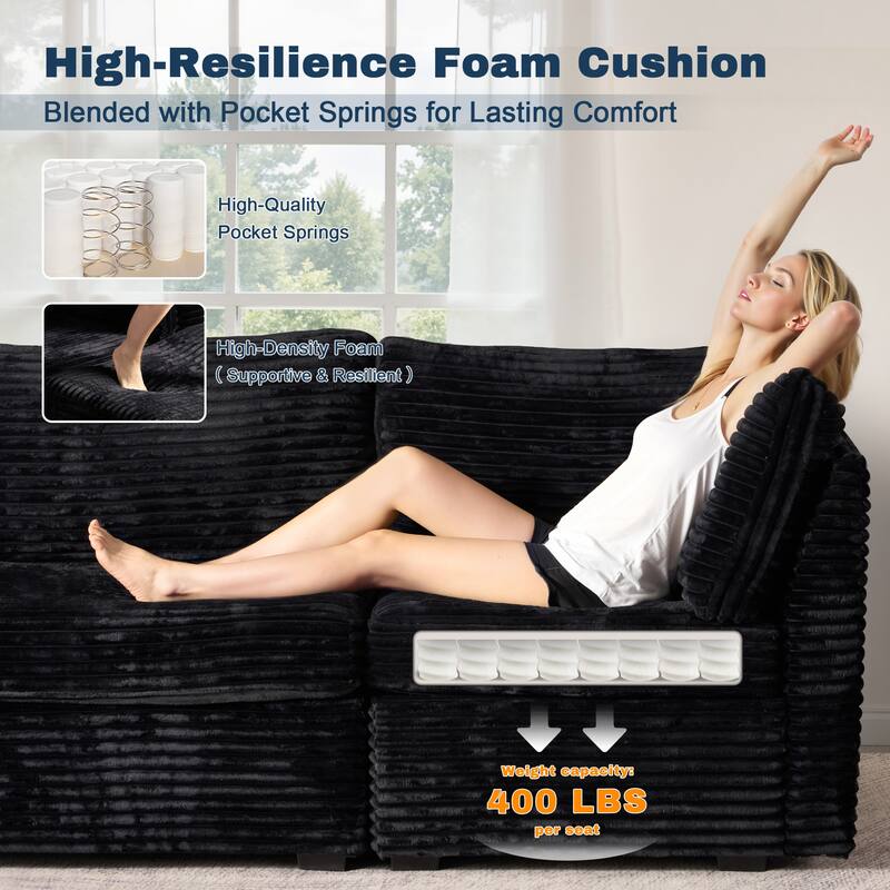 XIZZI Modular Sectional Sofa Chaise Couch with Ottoman