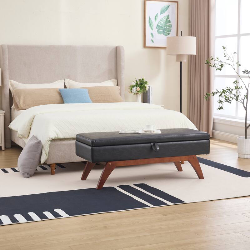 Teddy wool fabric, solid wood feet for solid weighing, and bed end stool with storage function