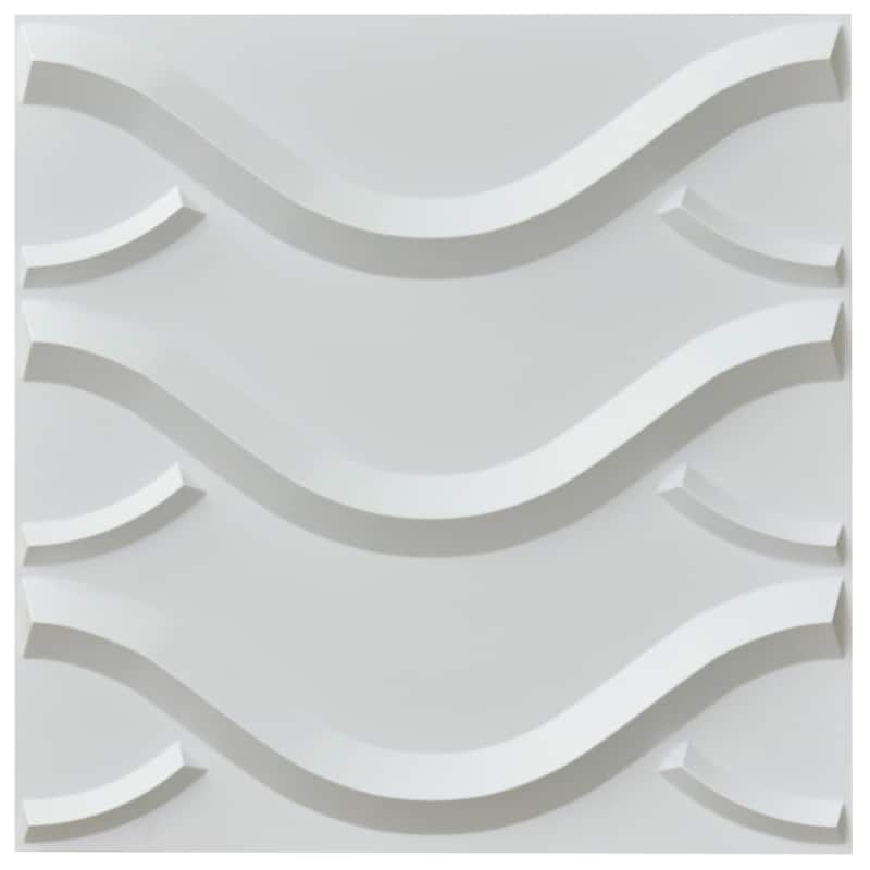 Art3d 3D Wall Panels PVC Wave Design VII (32 Sq.Ft) - White