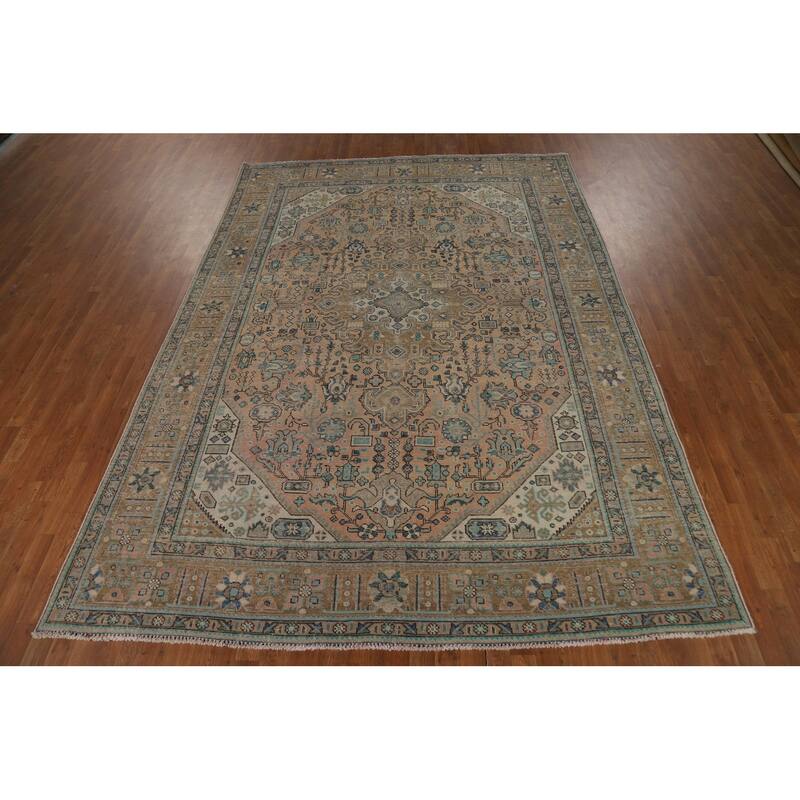 Tabriz Persian Vintage Area Rug Handmade Living Room Wool Carpet - 8'2" x 11'3"