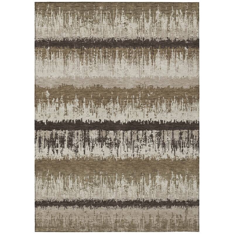 HomeRoots Striped Transitional Rectangle Outdoor Rug