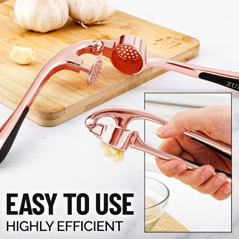Zulay Kitchen Garlic Press with Ergonomic Soft Easy Squeeze Handle