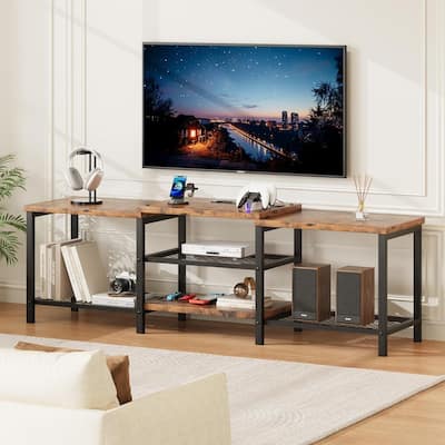 66.9" Entertainment Center TV Stand with Power Outlet for Living Room - N/A