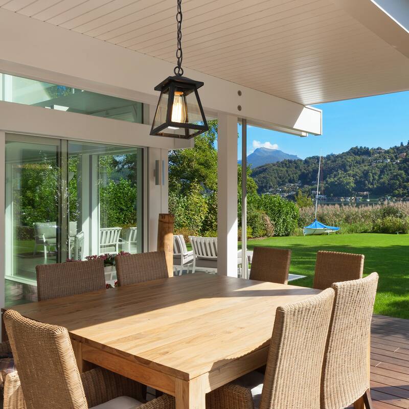 Kania Modern Black 1-light Outdoor Ceiling Light Lantern Pendant Lighting