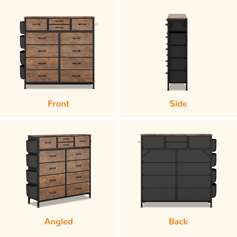 12 Drawer Dresser Fabric Tall Dressers for Bedroom Chest of Drawers