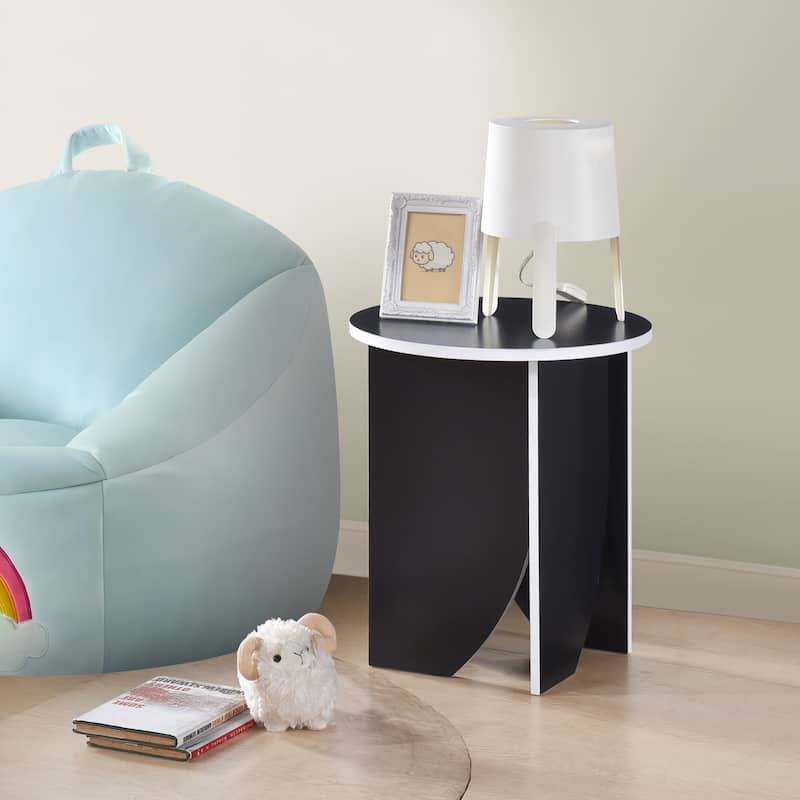 Zoe Modern Round Laminated Wood Accent End Table - Black