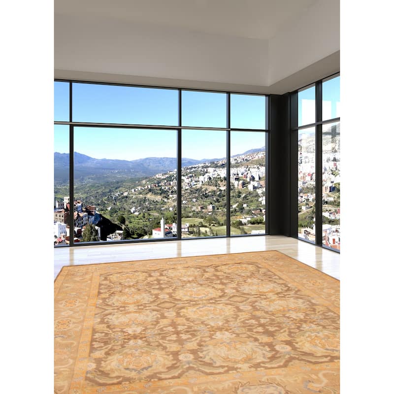 ECARPETGALLERY Hand-knotted Finest Agra Jaipur Brown Wool Rug - 7'9 x 9'9