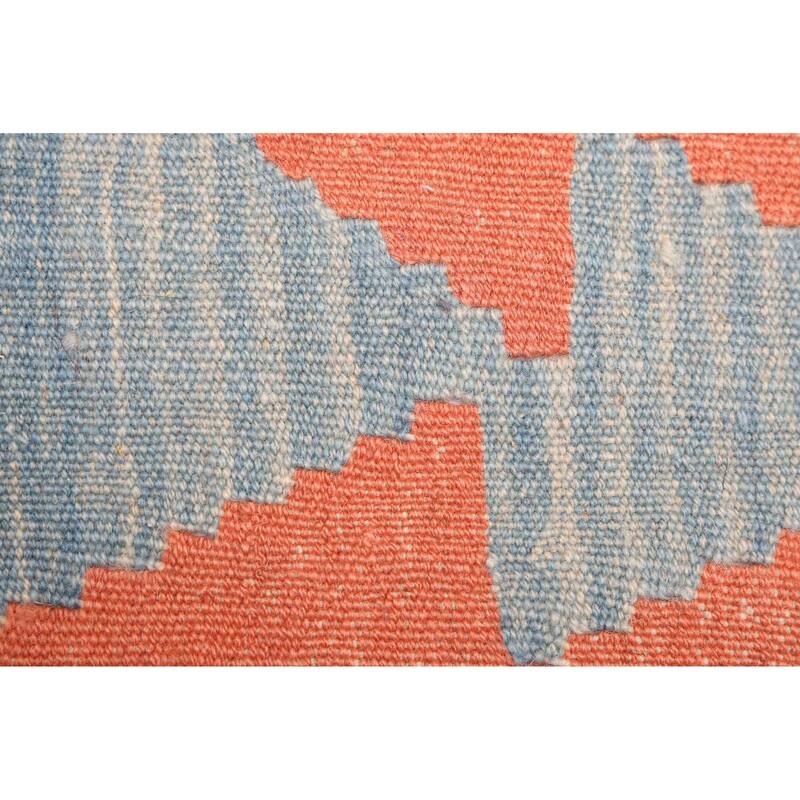 ECARPETGALLERY Flat-Weave Bold and Colorful Light Blue Wool Kilim - 4'3 x 6'6