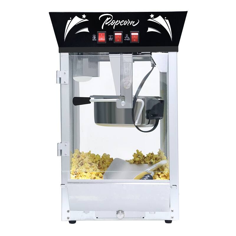 Commercial Popcorn MAKER Machine, 12 Ounce Kettle Stainless Steel Popcorn Maker with Tempered Glass, Warming Deck