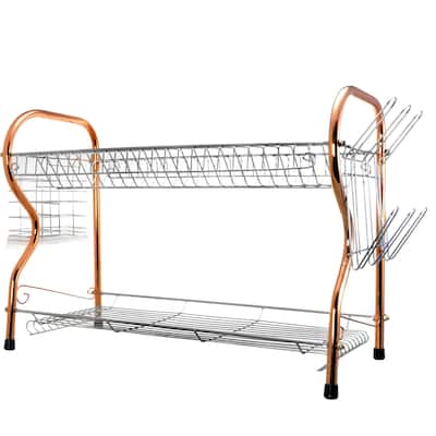 Better Chef 2-Tier 16 in. Chrome Plated Dish Rack in copper - Silver