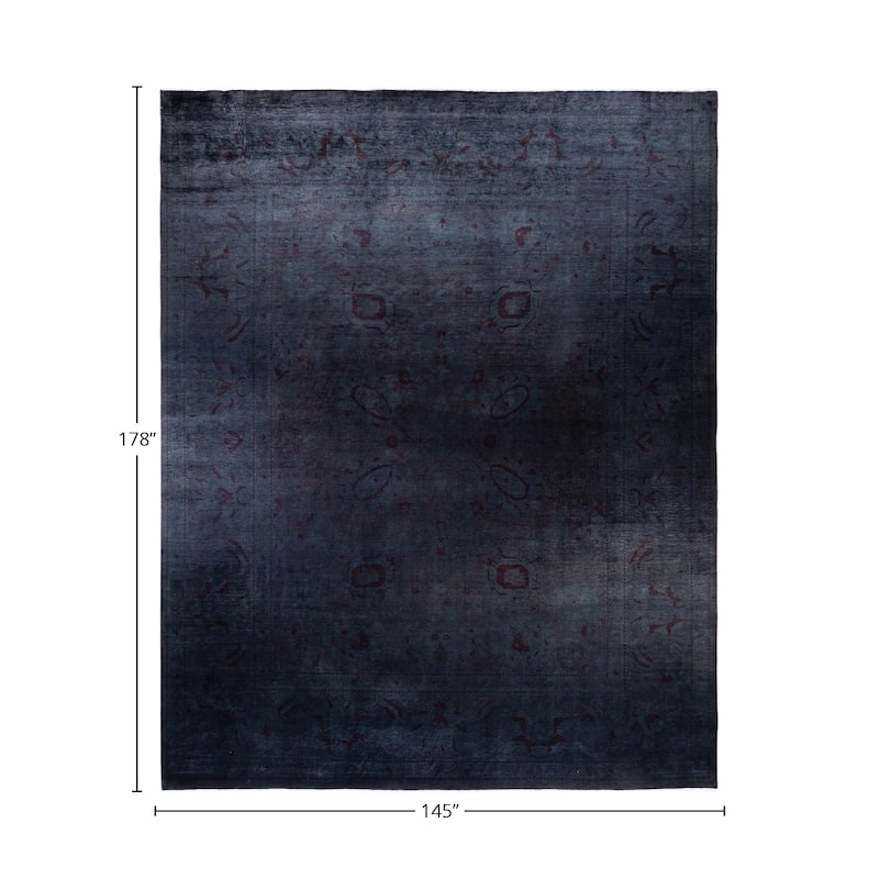 Overton Handknotted Wool Vintage Inspired Contemporary Overdyed Gray Area Rug - 14' 10" x 12' 1"
