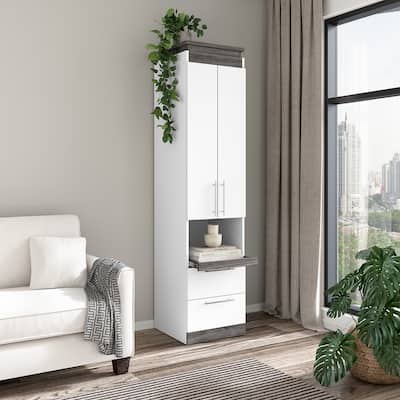 Orion Narrow Storage Cabinet with Drawers and Pull-Out Shelf by Bestar