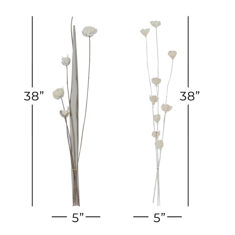 White Wood Coastal Natural Foliage (Set of 2) - 5 x 3 x 38