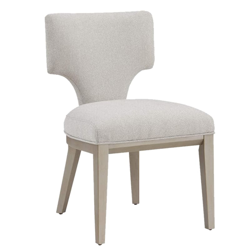 Kyna 21 Inch Side Dining Chair Set of 2, Curved Backrest, Champagne Linen