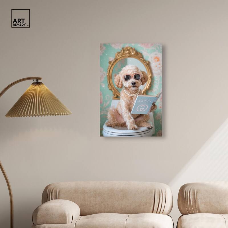 Goldendoodle Toilet Time Canvas by Art Remedy, Gallery Wrapped