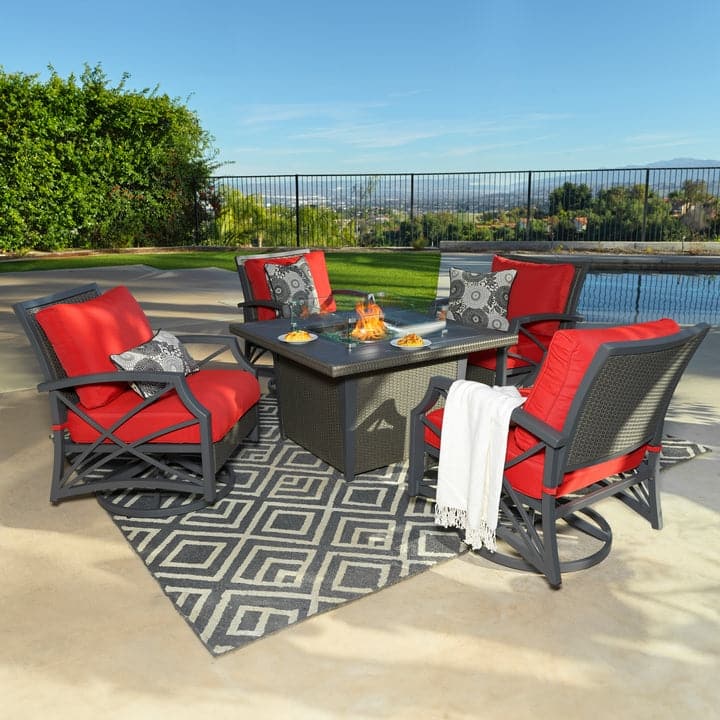 Kinger Home Ethan Rattan 5-Piece Patio Furniture Set - 42-Inch