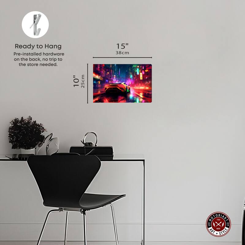 Notoriart City Night Drive Gallery Wrapped Car 1 Piece Canvas Wall Art
