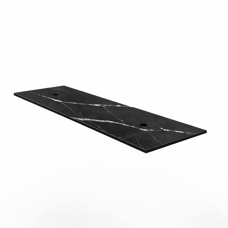 Thin Modern White and Black Solid Surface Vanity Countertop - Sizes 24", 30", 36", 48", 60", 72", 84"