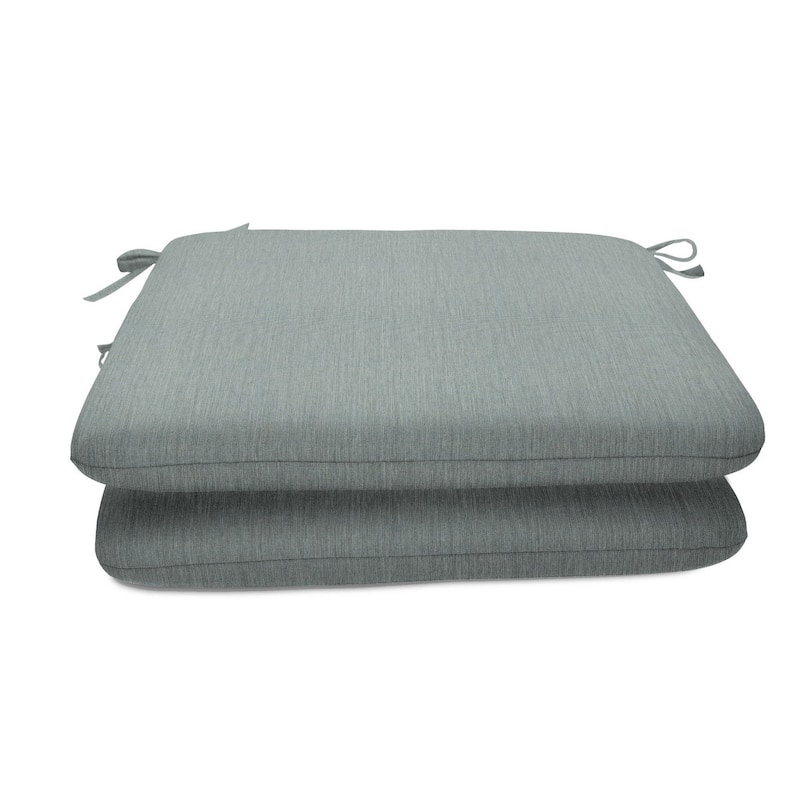 Sunbrella Solid fabric 2 pack 18 in. Square seat pad with 21 options - 18"W x 18"D x 2.5"H - Cast Mist