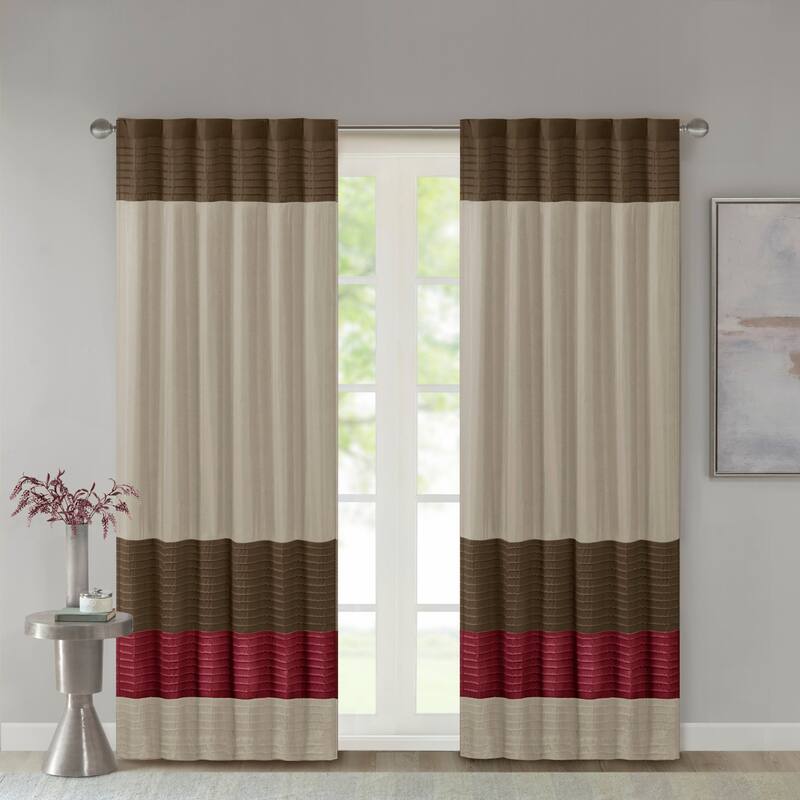 Madison Park Tradewinds Polyoni Pintuck Single Curtain Panel - 50 X 84 - Red
