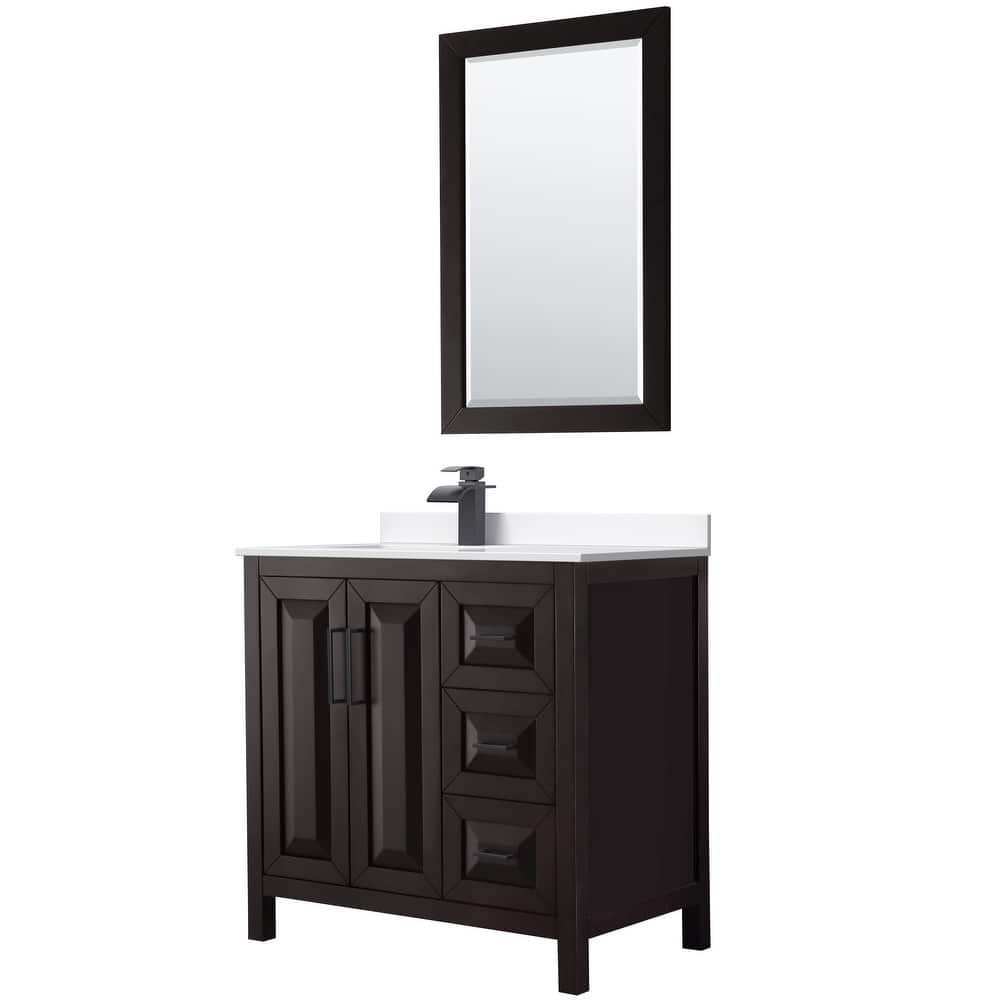Daria 36-inch Single Vanity, Cultured Marble Top, 24-inch Mirror