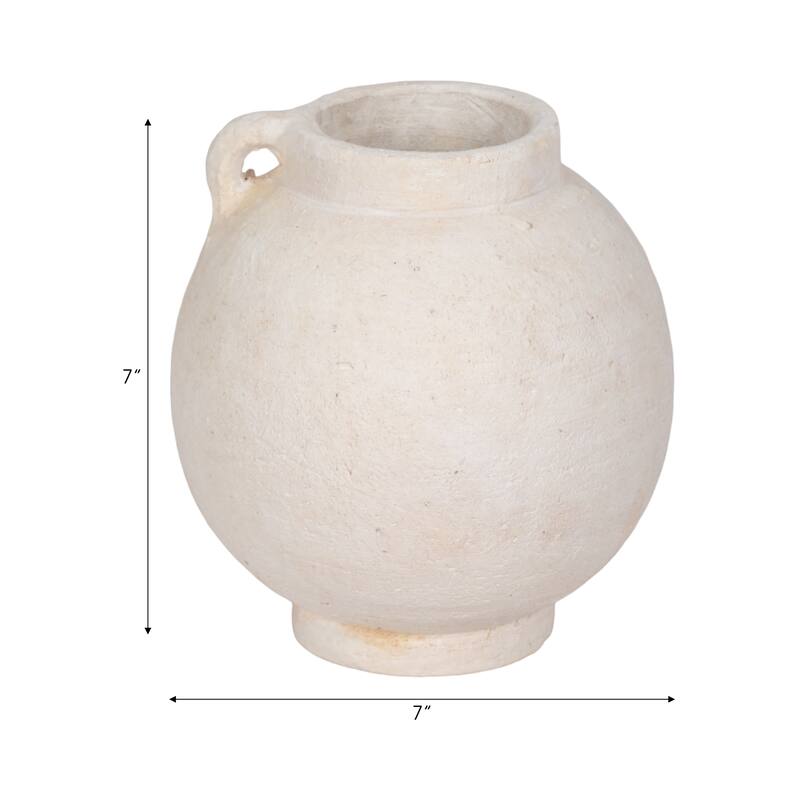 Handcrafted Terracotta Pottery Round Vase Modern Visual Interest
