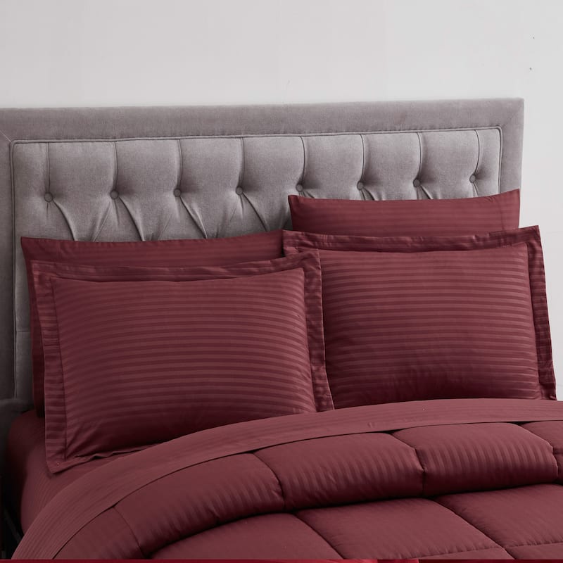 Soft Dobby 8-piece Striped Down Alternative Bed-in-a-Bag Set w/ Sheets