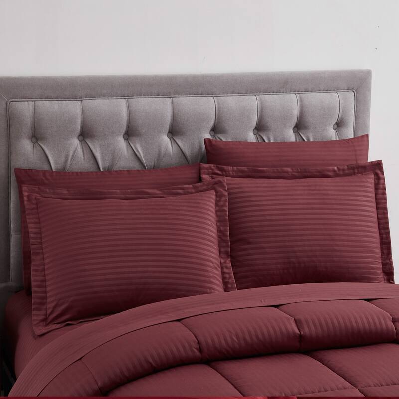 Sweet Home Collection 8 Piece Embossed Dobby Stripe Bed In A Bag All Season Complete Set
