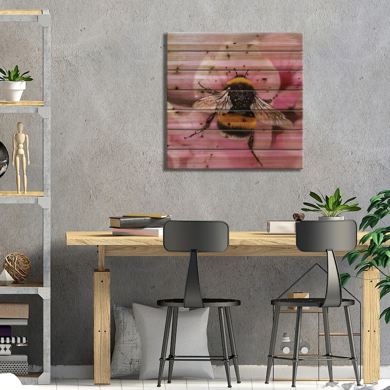 Sakura Buzz Print On Wood by Thomas Little - Multi-Color