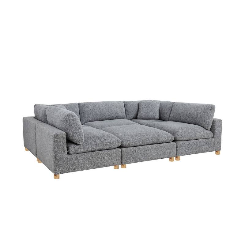 Best Quality Furniture 4-Piece Sectional Boucle Fabric