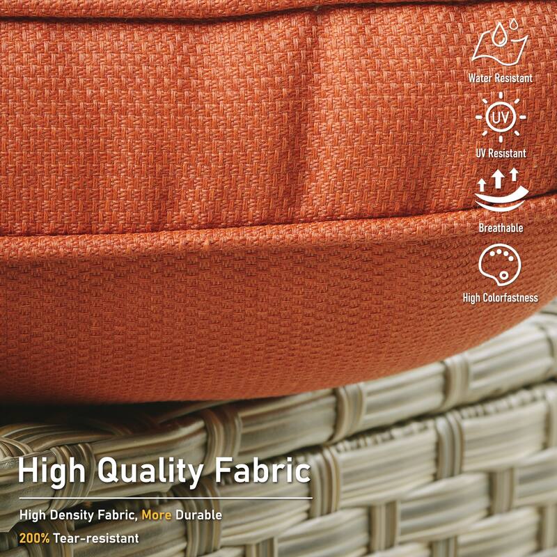 HOOOWOOO 7-piece Wicker Rattan Outdoor High Back Conversation Set with 54" Fire Pit