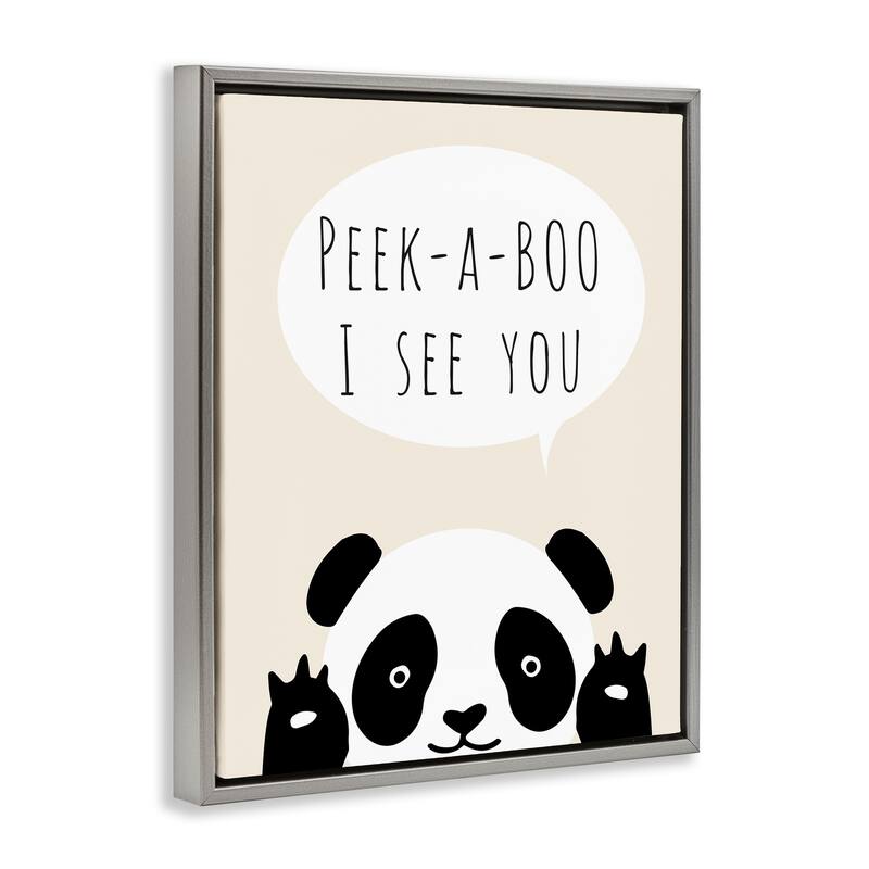 Stupell Peek-a-Boo Panda Bear Framed Floater Canvas Wall Art Design By Chen Alyesh