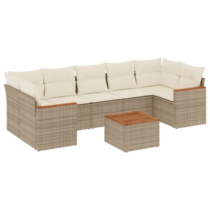 vidaXL Patio Sofa Set with Cushions Outdoor Furniture 8 Piece Poly Rattan