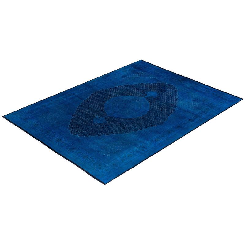 Fine Vibrance One-of-a-Kind Hand-Knotted Area Rug - Blue, 9' 1" x 12' 2" - 9' 1" x 12' 2"