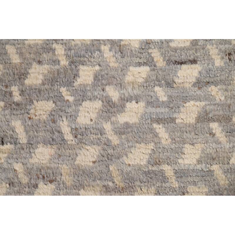 Hand Knotted Oriental 100% Wool Carpet Modern All-Over Greys & Charcoal Moroccan Area Rug - 7' 8'' X 5' 1''