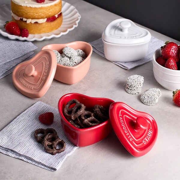 Staub 3-Piece Ceramic Mini Heart Cocotte Set - Bed Bath & Beyond