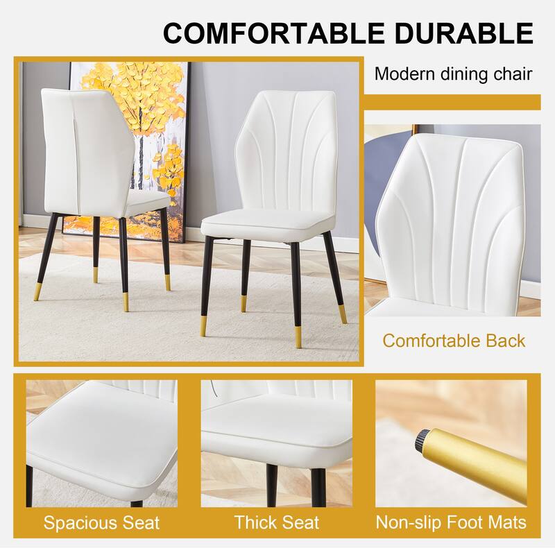 Modern 5-Piece Dining Set with Rectangular Table & Widened Backrest Chairs