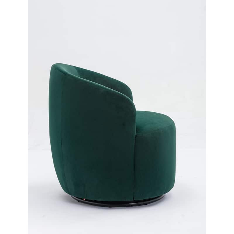 Velvet Fabric Swivel Barrel Chair with Black Powder Coating Metal Ring