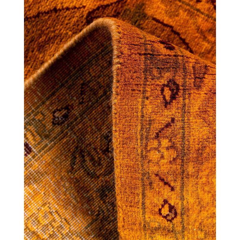 Fine Vibrance, One-of-a-Kind Hand-Knotted Runner Rug - Gold, 2' 6" x 13' 5" - 2' 6" x 13' 5"