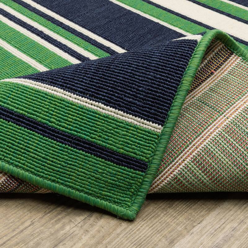 Harlowe Preppy Stripe Green/ Navy Area Rug