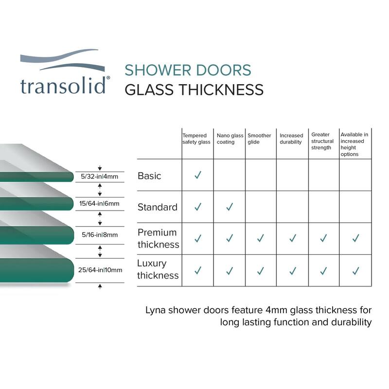 Transolid LSD287006C 70" High x 28" Wide Pivot Frameless Shower Door