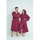 preview thumbnail 1 of 2, 100% Cotton Muslin Robe - Lightweight Bathrobe for Women and Men, Quick-Dry Burgundy - L-XL